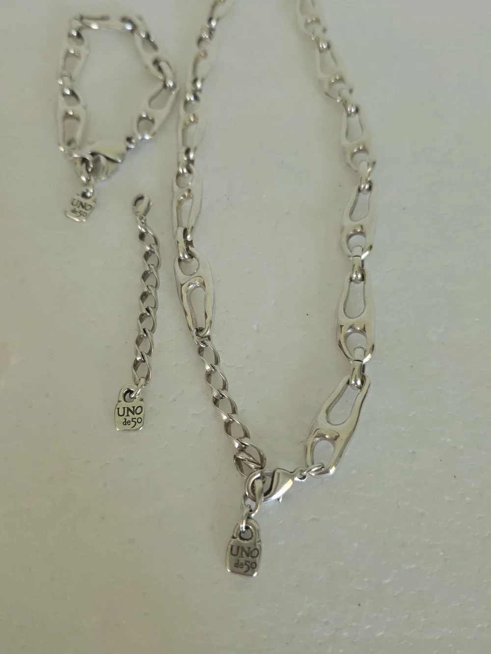 UNO de 50 Silver Tone Link Necklace and Bracelet Set - Silver